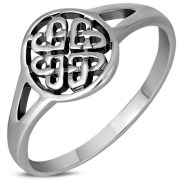 Plain Celtic Heart Knots Silver Ring, rp611